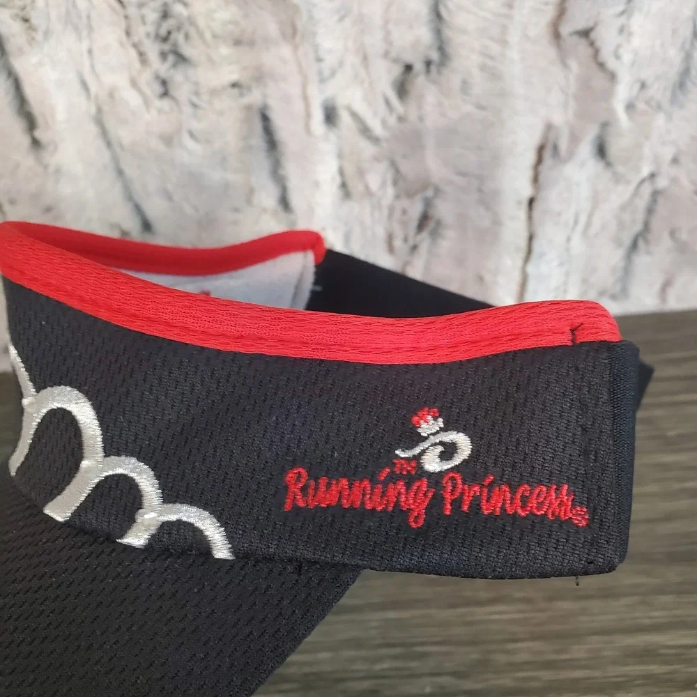 Headsweats‎ RUNNING PRINCESS Visor Hat Black W/ Red, Stitched Silver Tiara - NEW